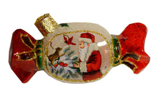 Squirrel & Woodland Santa Glass Ornament
