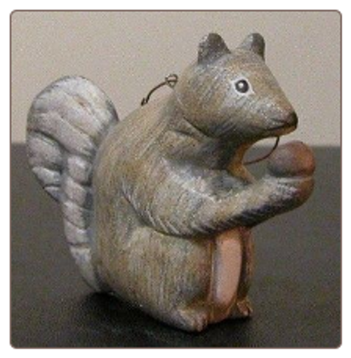 Wooden Gray Squirrel Ornament