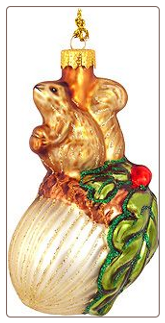 Squirrel on Nut Christmas Ornament