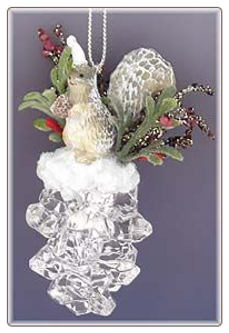 Squirrel on Snowy Pinecone Ornament