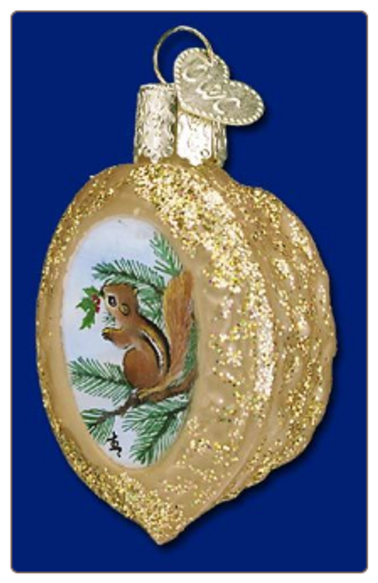 Squirrel On Walnut Glass Ornament Squirrel On Walnut Glass Ornament