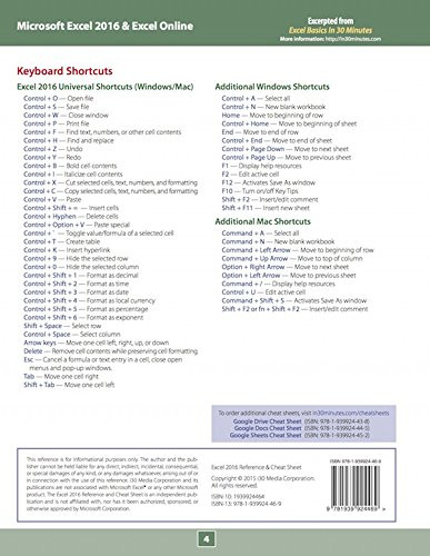 Excel 2016 Reference and Cheat Sheet: The unofficial cheat sheet for ...