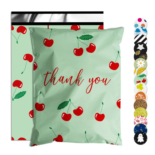 Jowlroel Thank You Poly Mailer 10x13 Inch 25 Pcs, Waterproof and Tear-Resistant Shipping Bags for Clothing, Strong Mailing Bags with Self-Seal, Cute Packaging Bags for Small Business - Cherry