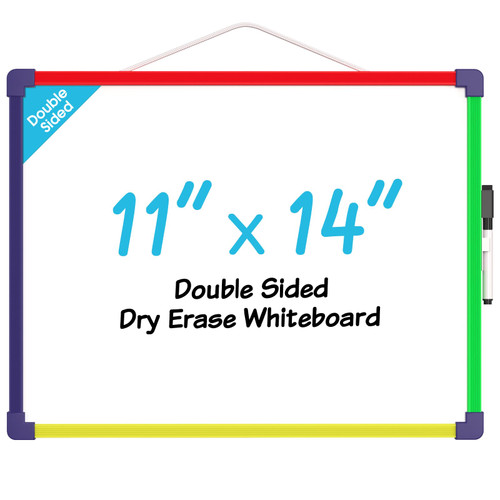 MaxGear Colorful Small Dry Erase Board, 14"x11" Double-Sided Hangable with Dry Erase Marker, Portable Whiteboard for Home School Office - Planning Writing Learning Drawing Art Education