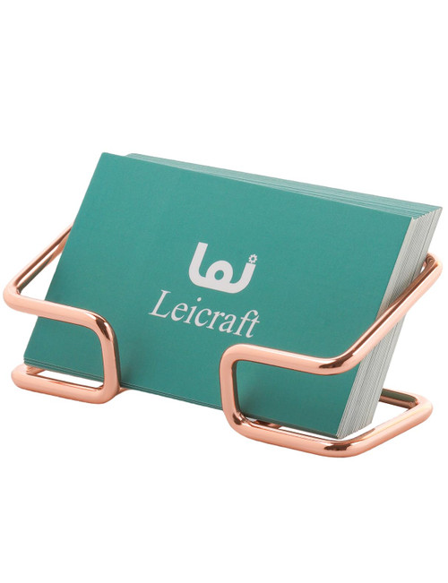Leicraft Business Card Holder for Desk, Cute Metal Card Organizers and Office Desk Accessories for Men and Women (Rose gold)