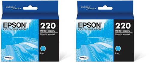 Epson T220 DURABrite Ultra -Ink Standard Capacity Cyan -Cartridge (T220220-S) for Select Expression and Workforce Printers (Pack of 2)