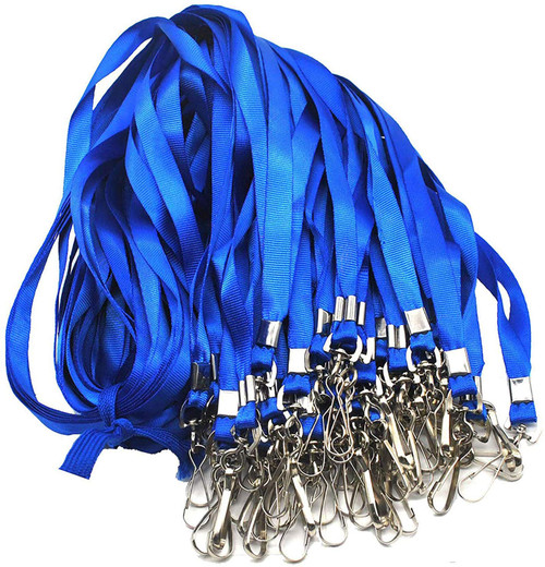 Beebel Blue Lanyard Bulk Lanyards for Id Badges Flat Lanyard with Badge Clip Swivel Hook 50 Pack
