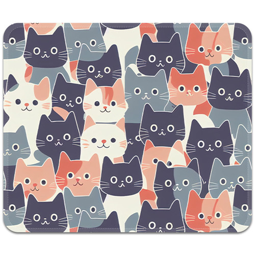 Square Mouse Pad with Stitched Edge, Premium Mousepad Washable Cloth. Computer Mouse Pad with Non-Slip Rubber Base, Mouse Pads for Computers Laptop Mouse 9.25x7.75x0.12 inch-Round Face Cat