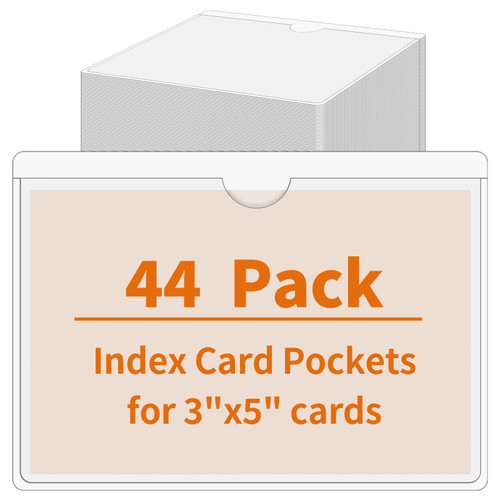 44 Pack Adhesive Pockets, Bin Labels for Storage Bins, Clear Label Holder, Index Card Holder 3x5 Inch, Plastic Storage Tote Labels for Organizing Bins Box Drawer