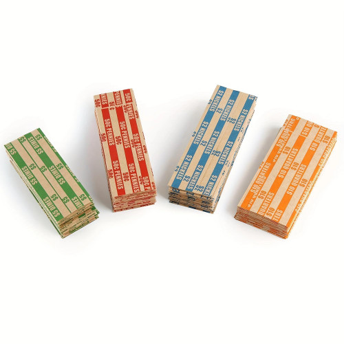 L LIKED 500 Assorted Bundle Flat Striped Coin Wrappers, 125 of Each (500 Assorted) L LIKED 500 Assorted Bundle Flat Striped Coin Wrappers, 125 of Each (500 Assorted)