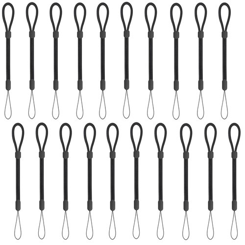 FrgKbTm Hand Wrist Strap Lanyard, 20 Pcs Adjustable Nylon Black Phone Lanyard for Mobile Phone, Camara, USB Flash Drive, ID Name Tag Badge (Style-J 20PCS)