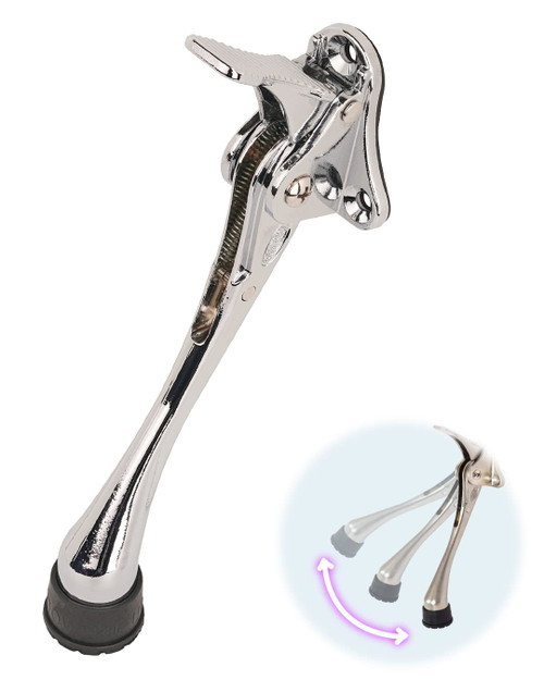 One Touch Kickdown Door Stopper, Door Holder, Heavy Duty Door Stops, Bottom of Door, Height-Adjustable Rubber Tips by HASHI (Chrome 6 inch x 1pack)