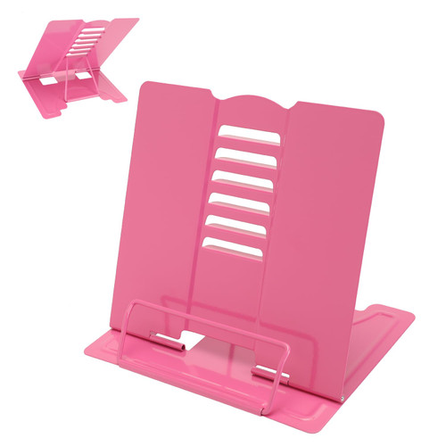 Rose Red Metal Book Stand - Adjustable Holder for Reading