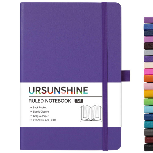 Ruled Notebook/Journal - Classic Lined Journal/Notebook, 5.3'' x 8.26'', Hardcover with Thick Paper, Banded + Pen Holder +Inner Pocket - Periwinkle