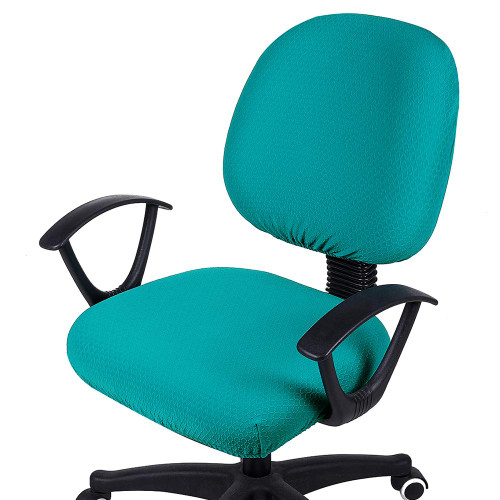 Smiry Stretch Jacquard Office Computer Chair Covers, Removable Washable Universal Desk Rotating Chair Slipcovers Protector, Seat + Backrest Cover, Peacock Green