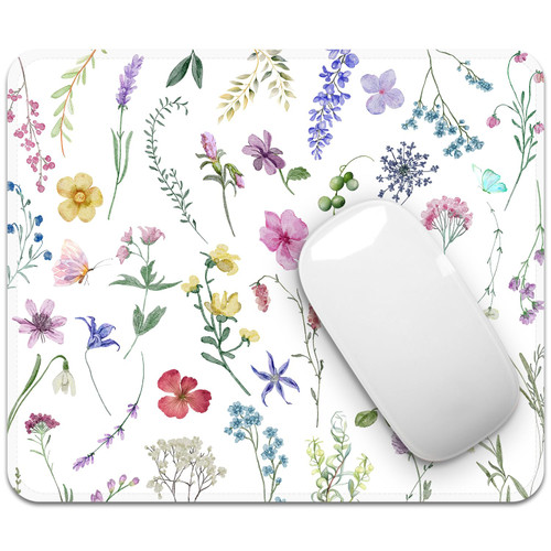 Square Mouse Pad with Stitched Edge, Premium Mousepad Washable Cloth. Computer Mouse Pad with Non-Slip Rubber Base, Mouse Pads for Computers Laptop Mouse 9.25x7.75x0.12 inch-Flower2