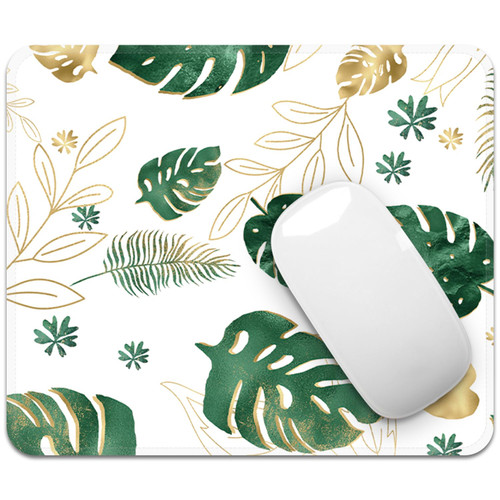 Square Mouse Pad with Stitched Edge, Premium Mousepad Washable Cloth. Computer Mouse Pad with Non-Slip Rubber Base, Mouse Pads for Computers Laptop Mouse 9.25x7.75x0.12 inch-Plantain