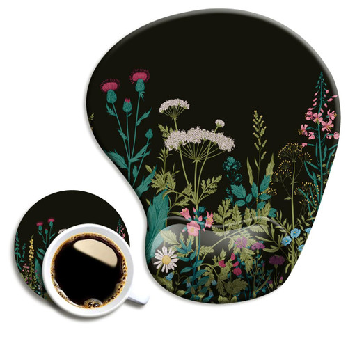 DOOKE Ergonomic Mouse Pad with Wrist Support and Coaster,Mouse Pads with Non-Slip PU Base for Home Office Working Studying Easy Typing & Pain Relief Weeds