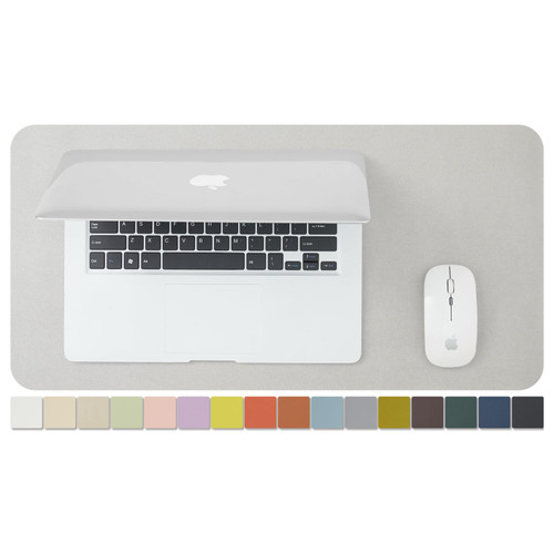 Compact Leather Desk Mat - Small Non-Slip PU Desk Pad for Office and Home - Desk Organization and Accessories - Ideal for Large Mouse Pad and Small Desk Mats on Top of Desks (Silver,23.6"x 11.8")