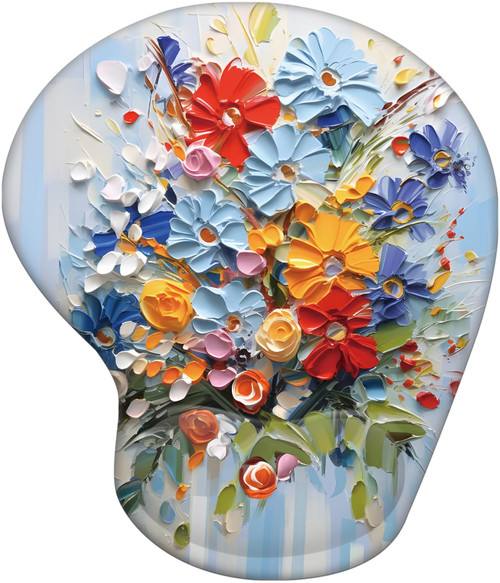 Tharney Ergonomic Mouse Pad with Wrist Rest Support, Mousepad with Comfortable Gel Wrist and Non-Slip PU Base for Pain Relief, Computer, Laptop, Office, Home (Flower-7)