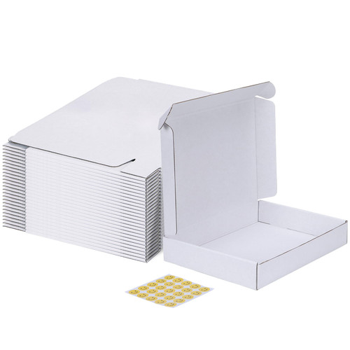 MEBRUDY 11x8x2 Inches Shipping Boxes Pack of 25, White Corrugated Cardboard Box for Mailing Packing Literature Mailer