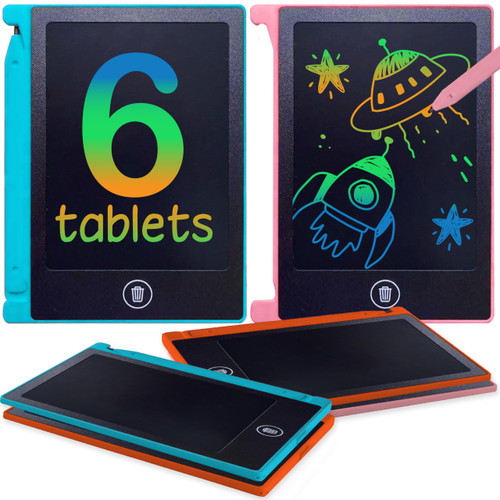 Party Favor Mini LCD Writing Tablet for Kids, 6 Pack  4.5 Inch Mini Drawing Board. Fun and Educational for Kids That Sketch and Doodle. Perfect Goodie Bag and Gift Bag Filler, School Prize Or Gift