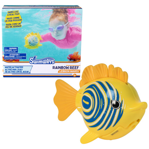 SwimWays Rainbow Reef Fish Toy, Kids Swimming Accessories & Water Toys, Learn to Swim Pool Toys for Kids Ages 5 & Up, Batteries Included, Lebron Waves