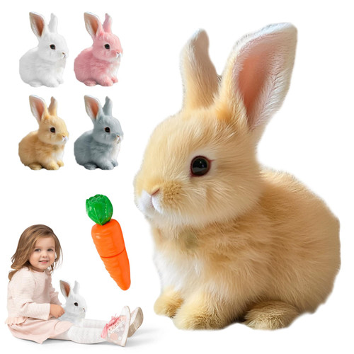 My Realistic Bunny Toy Easter Basket Stuffer, 2025 New Interactive Bunny Toys Bunnies Can Walk and Talk, Handmade Hopping Realistic Rabbit Toy for Kids (Brown)