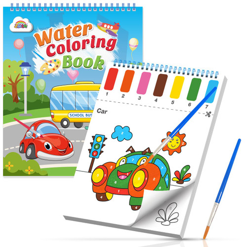 ZMLM Paint with Water Books for Kids - Easter Basket Stuffers Essentials, Mess Free Coloring Activity for Toddlers - Arts & Crafts Gifts Toys for Birthday Boys Girls Ages 4 5 6 7 8 (Traffic)