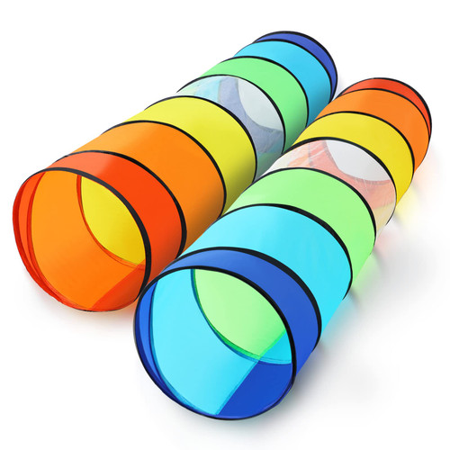 Moncoland Kids Play Tunnel Tent for Toddlers, Pack of 2 Colorful Pop Up Crawl Tunnel Toy for Baby or Pet, Collapsible Gift for Boy and Girl Play Tunnel Indoor and Outdoor Game
