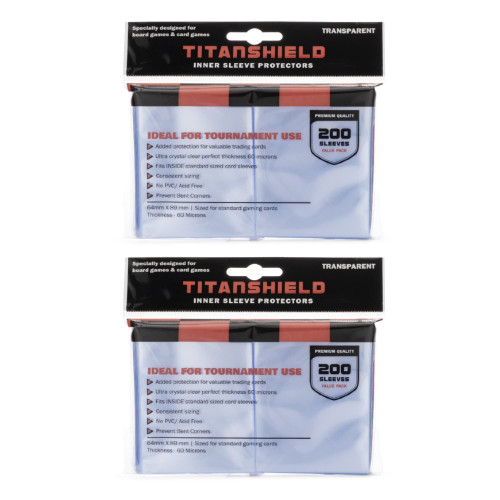 TitanShield 400 Premium 60-Microns Ultra Clear Standard Size Perfect Exact Fit Inner Card Sleeves. Perfect for Double-sleeving and Compatible with Pokemon Cards MTG Magic The Gathering Lorcana