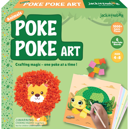 jackinthebox Poke Poke Art for Kids  Animals Theme Like Tortoise, Snail, Lion, Owl, Macaw, Butterfly, Mess-Free Sewing Art for Kids, Toys for Girls and Boys Ages 4 5 6 7 8, Great Gift for Kids
