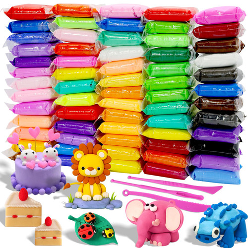 MuseLuxe Air Dry Clay - 64 Pack Modeling Clay Kit with 3 Sculpting Tools,Safe & Non-Toxic,DIY Magic Toys Gift for Boys,Girls,Kids - 32 Colors