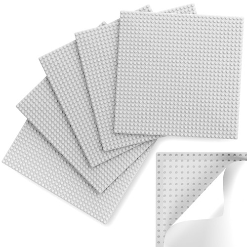 Pokiiulk Classic Baseplates, Peel and Stick Base Plates for Building Bricks, Compatible with Major Brands, Self-Adhersive Base for Bricks 10" x 10", 6 Pack Grey