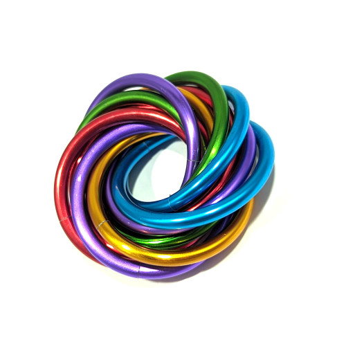 Mbii Fidget Ball (MultiColor): Quiet Mobius ADHD Anxiety Stim Stress Relief Toy Tool for Home Travel Office or Desk (Daydream XL, Half, Rainbow)