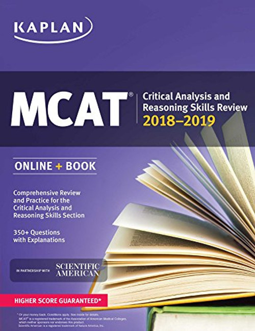 MCAT Critical Analysis and Reasoning Skills Review 2018-2019: Online + Book (Kaplan Test Prep)