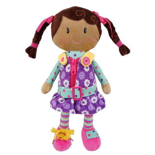 Snuggle Stuffs Sugar Snap Plush Learn to Dress Doll for Toddlers - 15" - for 2 Year Old Girl - Montessori