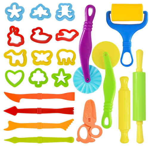 LCY WEDSHI Playdough Tool Set, 22 Pcs Play Dough Tools Sets for Kids Ages 4-8, Playdough Accessories Includes Cutters Roller, Rolling Pins, Safety Scissors, Plastic Knife, Animal Shapes Cutters