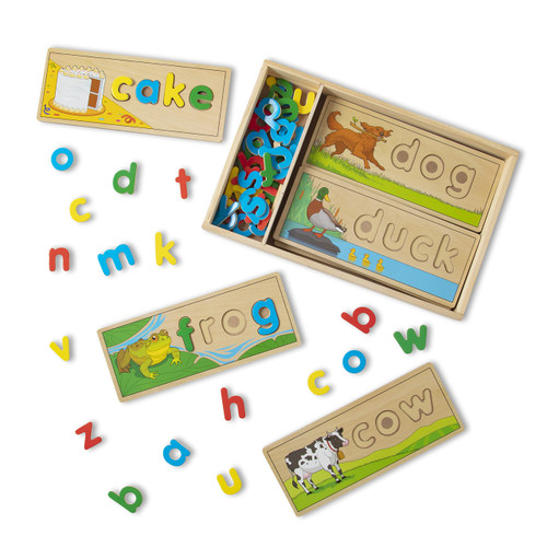 Melissa & Doug See & Spell Wooden Educational Language Learning Toy With Letters, Puzzle Boards Preschool Learning Activities, See & Spell Toys For Kids Ages 4+