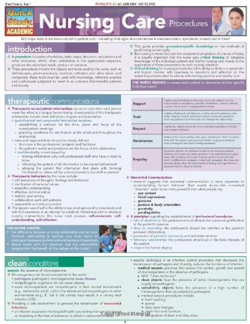 Nursing Care Procedures (Quck Study: Academic)