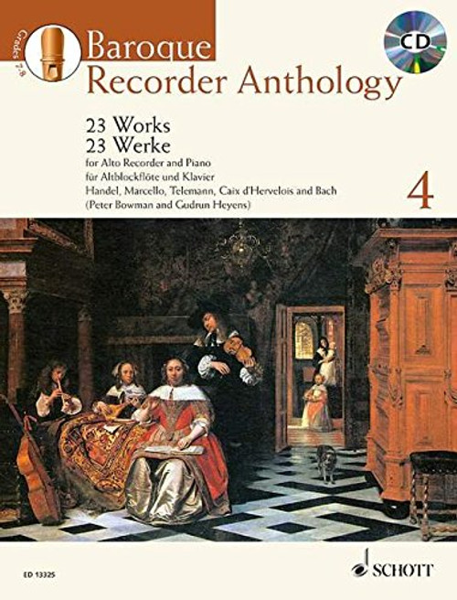 BAROQUE RECORDER ANTHOLOGY   VOL. 4: 23 WORKS FOR ALTO    RECORDER AND PIANO BOOK/CD (Schott Anthology)