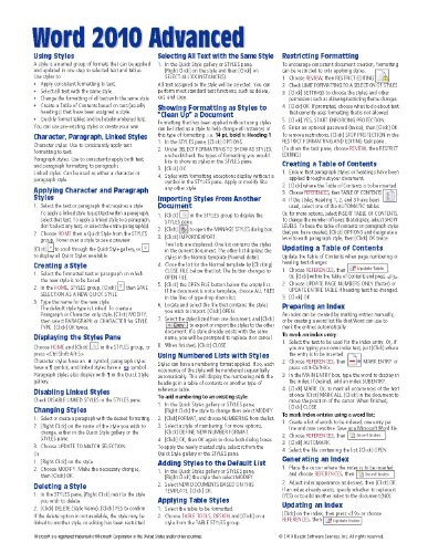 Microsoft Word 2010 Advanced Quick Reference Guide (Cheat Sheet of Instructions, Tips & Shortcuts - Laminated Card)