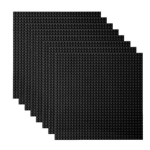 LVHERO Classic Baseplates Building Plates for Building Bricks 100% Compatible with All Major Brands-Baseplate, 10in x 10in, Pack of 8 (Black)