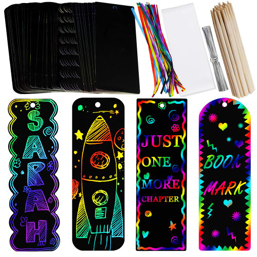 Supla 36 Sets 4 Style Magic Scratch Rainbow Bookmarks Making Kit for Kids Students Party Favor Scratch Paper DIY Bookmarks Bulk with Scratching Tools Satin Ribbons for Classroom Activities Supla 36 Sets 4 Style Magic Scratch Rainbow Bookmarks Making Kit for Kids Students Party Favor Scratch Paper DIY Bookmarks Bulk with Scratching Tools Satin Ribbons for Classroom Activities