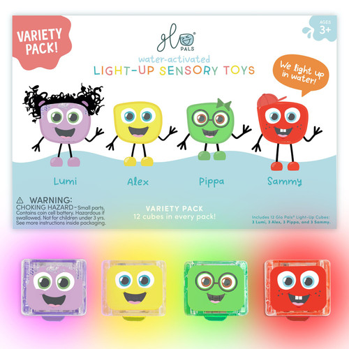 Glo Pals Water-Activated Light-Up Cubes for Sensory Play  12 Pack
