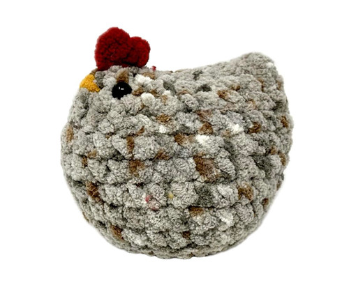 Handmade Crochet Chicken Plushie | Cozy 4" Crochet Animal | Perfect Gift for Thanksgiving, Christmas, Birthday | Made in the USA (Grey)
