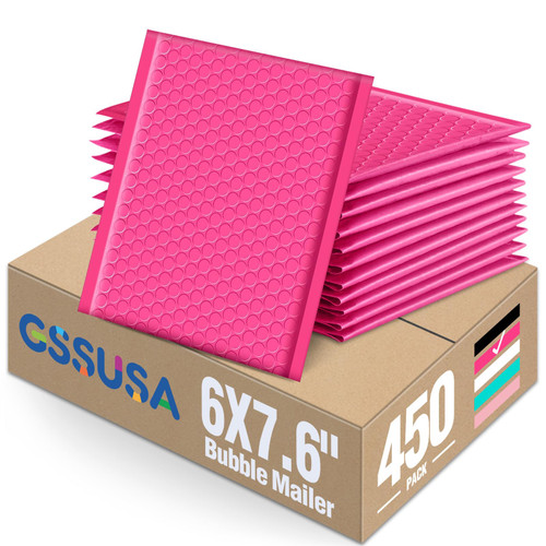 GSSUSA Bubble Mailers 6x9 Inches Padded Envelopes 450 Pack Usable Size 6x7.6" Small Envelope Bags Shipping Bag Bulk Pack Self Seal Package Mail Packing Business Supplies,Pink