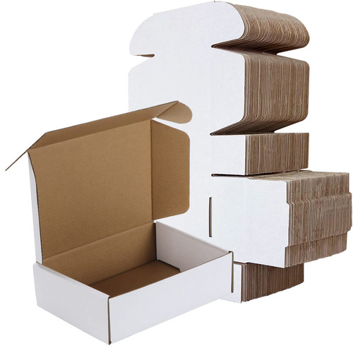 RLAVBL 7x5x2 Shipping Boxes Set of 50, White Small Corrugated Cardboard Box, Mailer Box