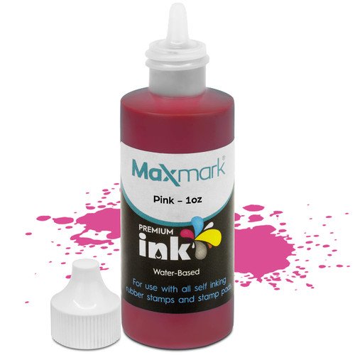 MaxMark Premium Refill Ink for self Inking Stamps and Stamp Pads, Pink Color - 1 oz.