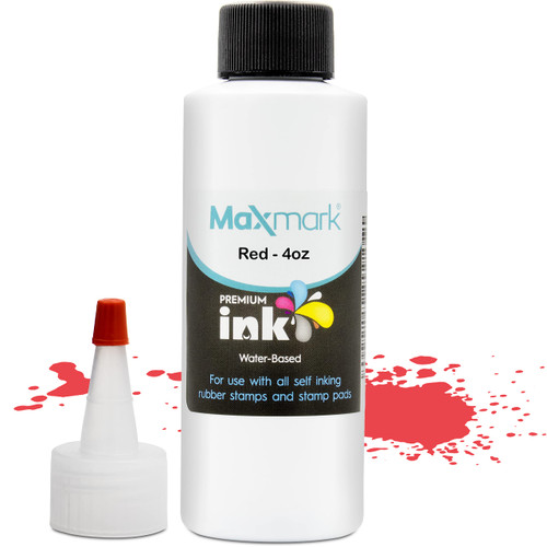 MaxMark Premium Refill Ink for self Inking Stamps and Stamp Pads, Red Color - 4 oz.